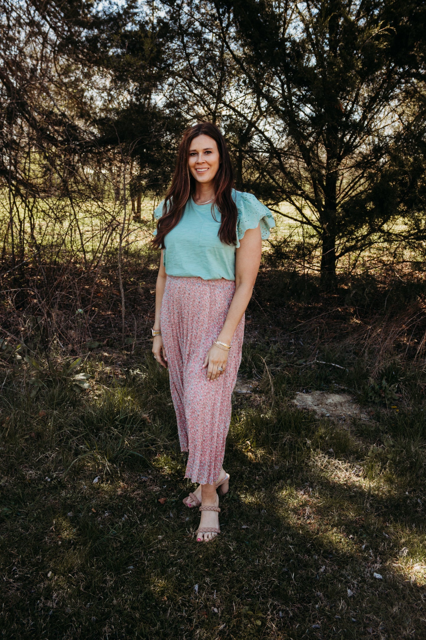 Mint Eyelet Top