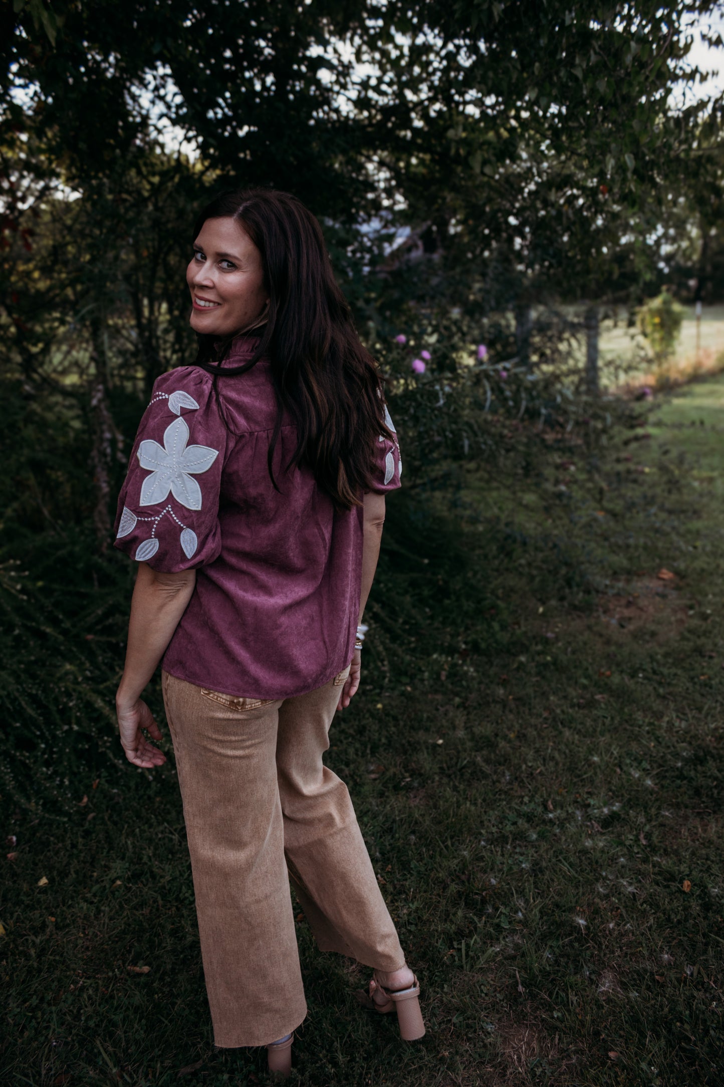 Suede Floral Top Plus