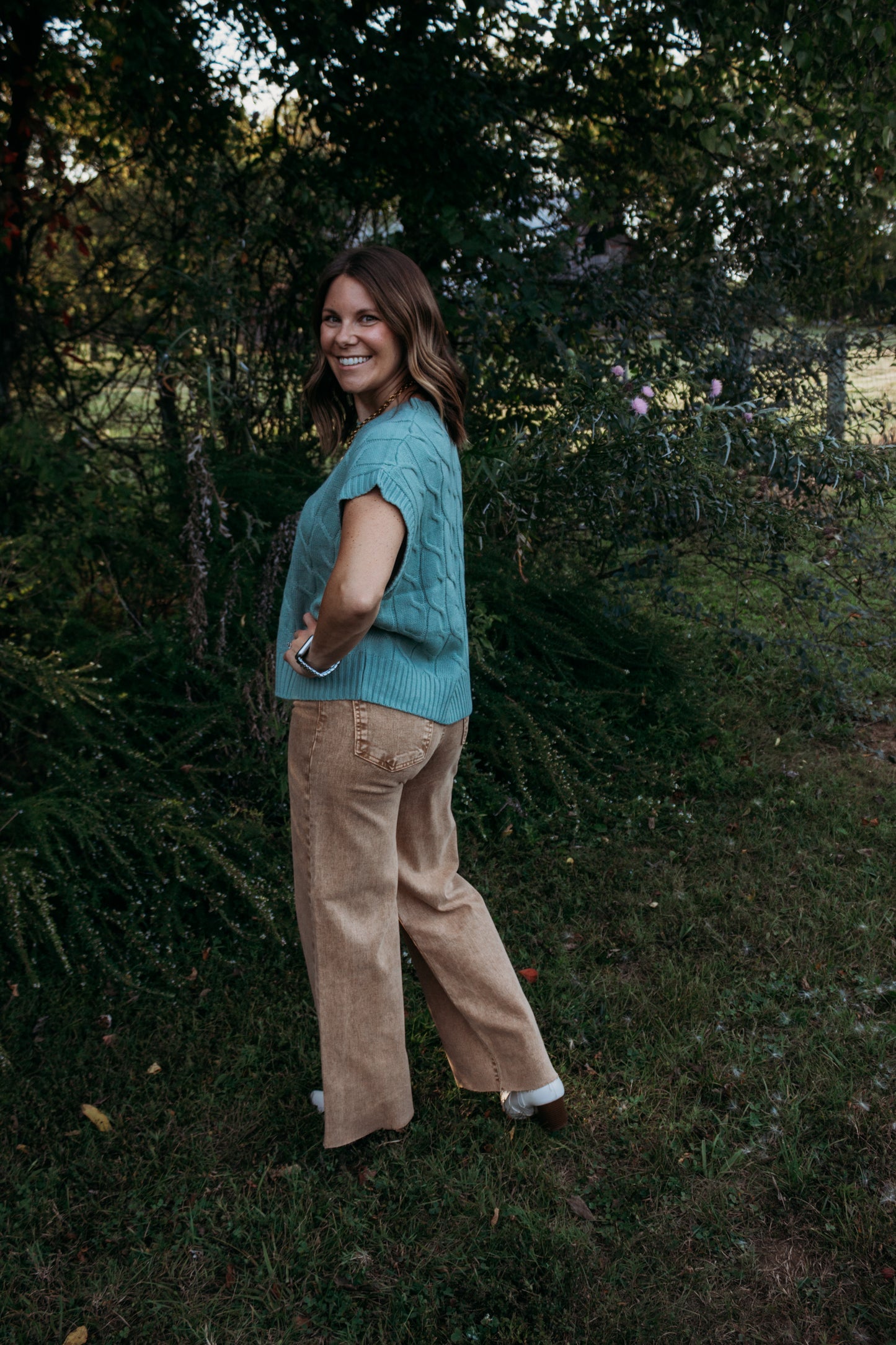 Sweet Sage Cable Knit Sweater Vest