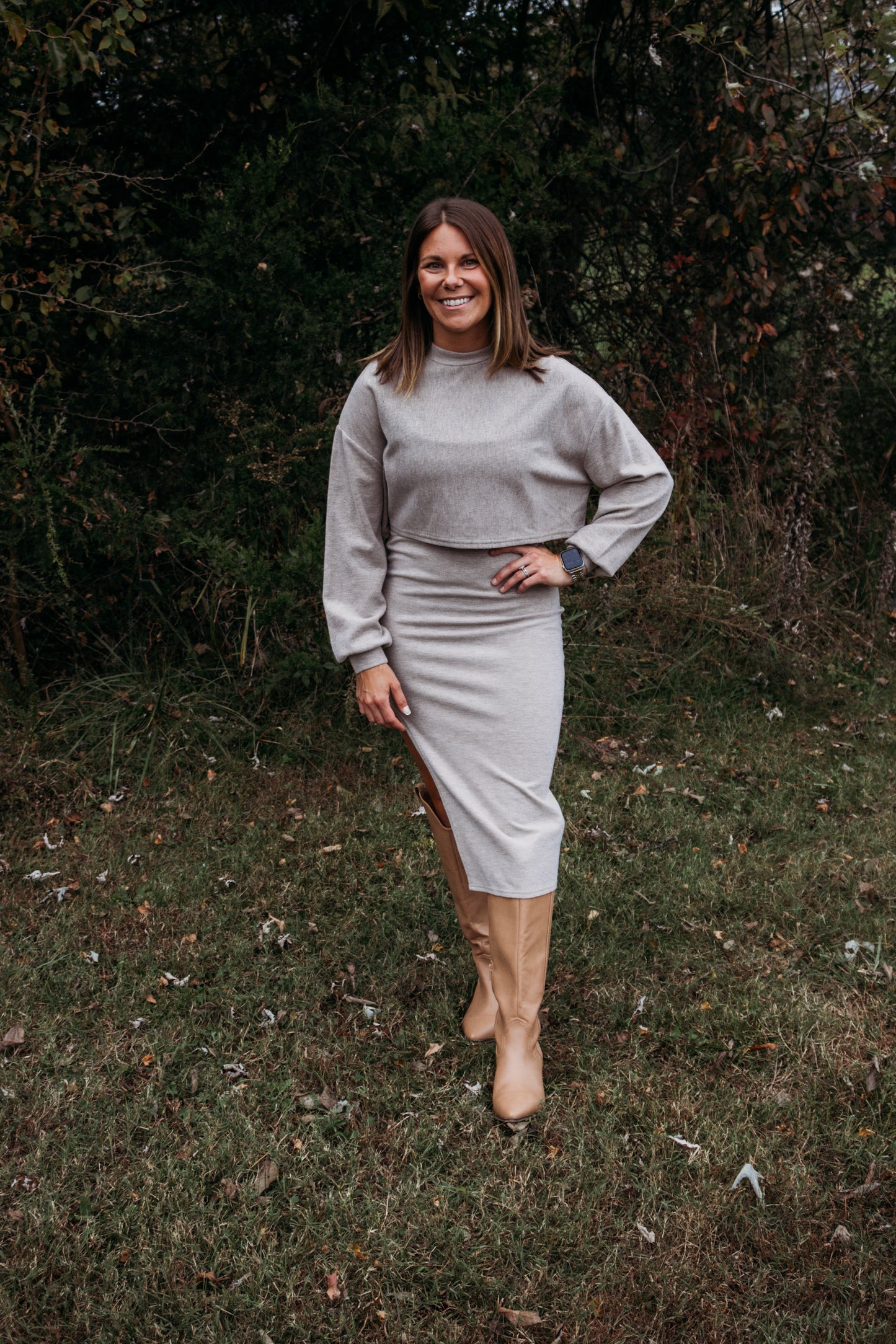 Taupe Sweater Dress Set