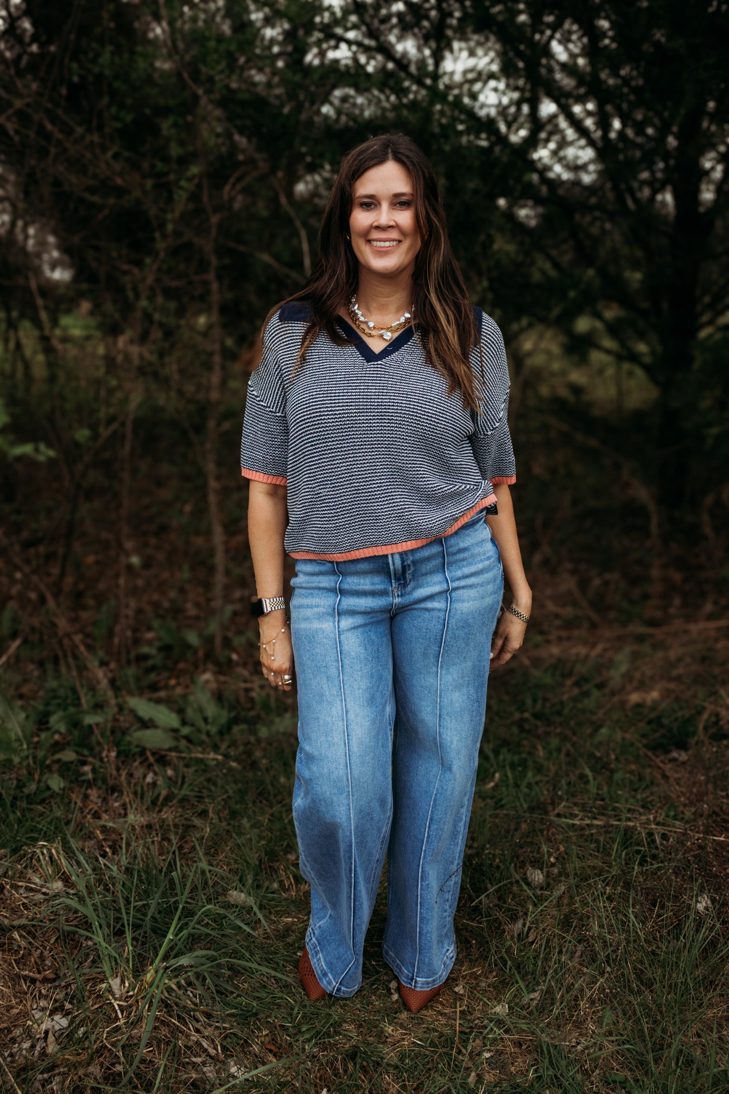 Coastal Peach Polo Top
