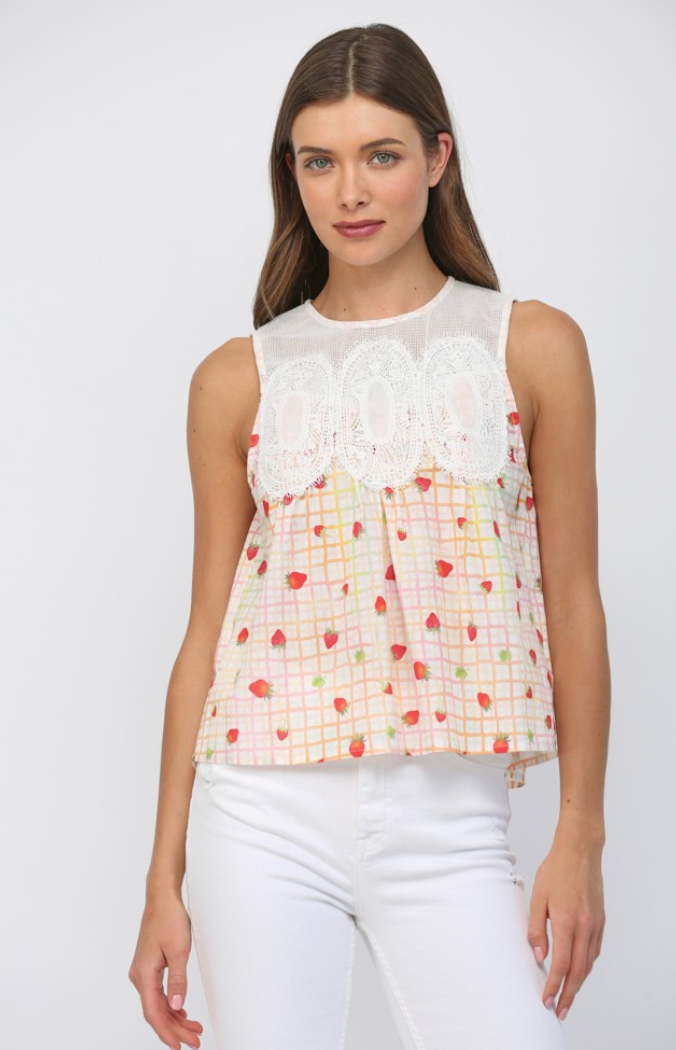 Sweet Strawberry Plaid top