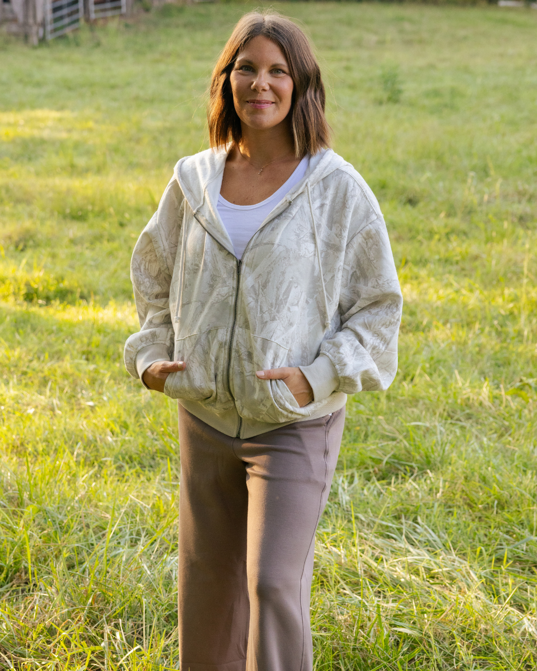 Gray Camo Zip up Hoodie