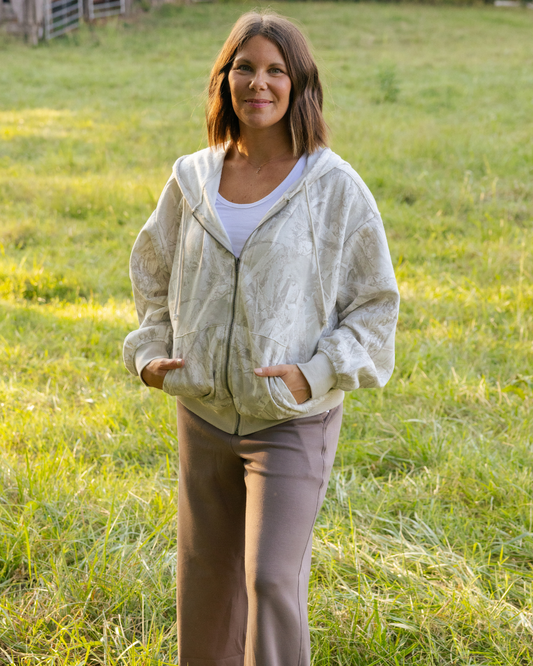 Gray Camo Zip up Hoodie
