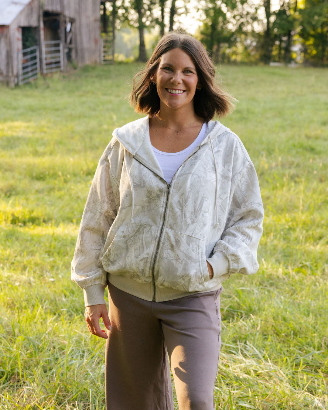Gray Camo Zip up Hoodie