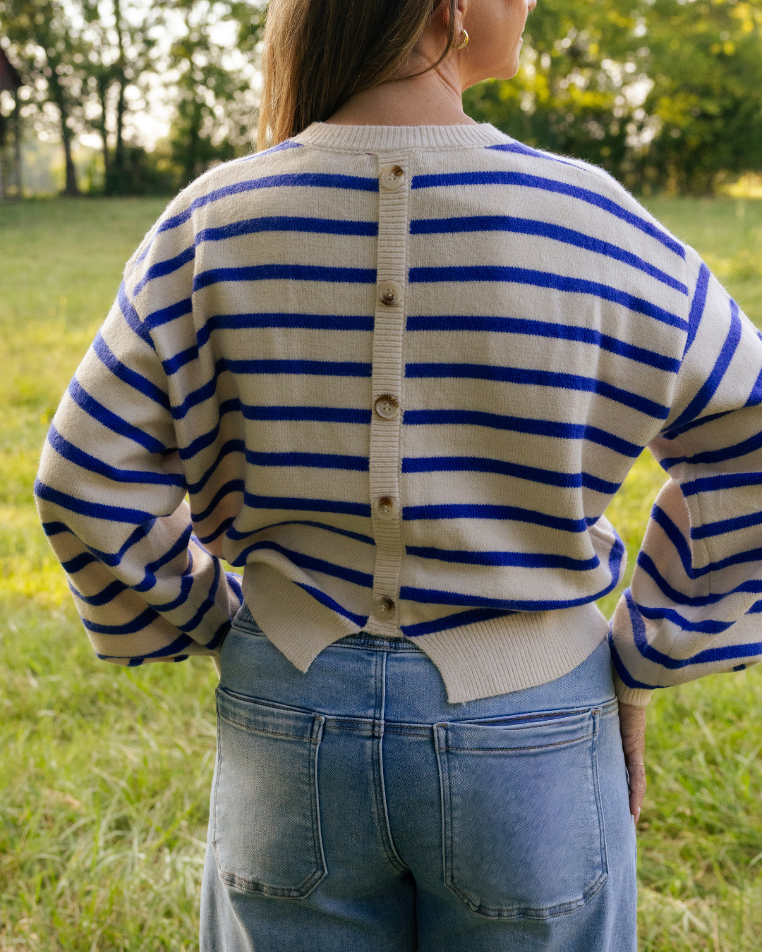 Back Button Chic Sweater