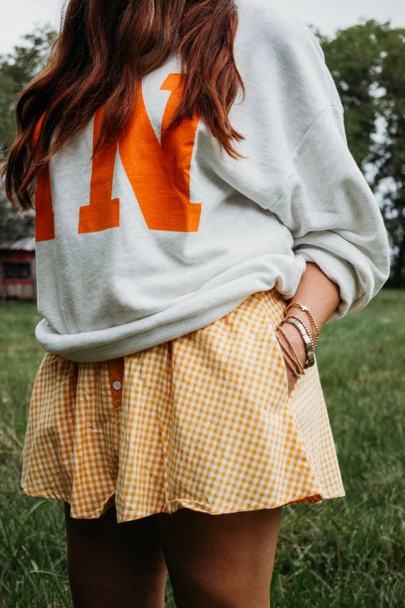 Gameday Gingham Boxer Flare Shorts