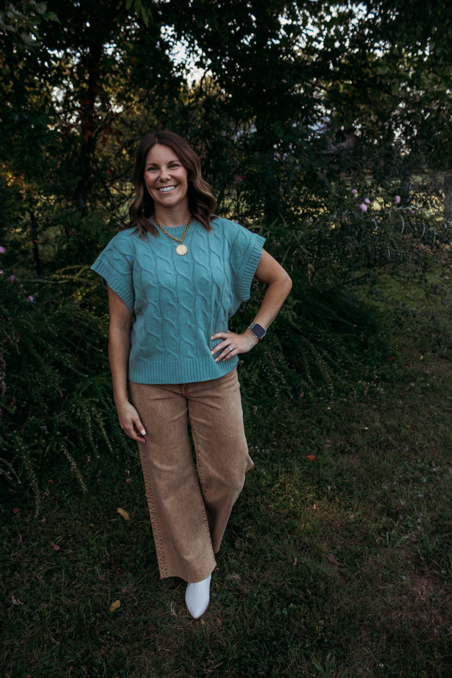 Sweet Sage Cable Knit Sweater Vest