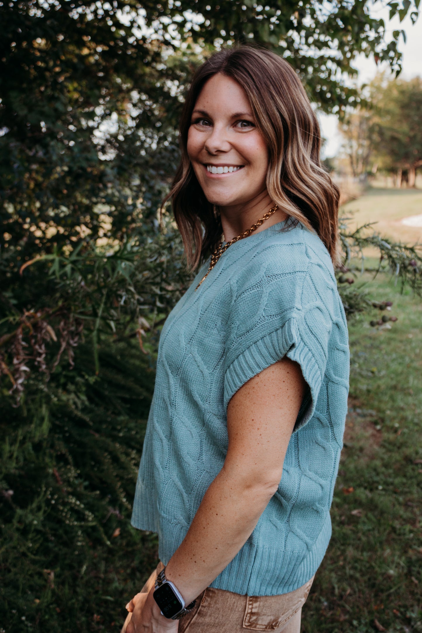 Sweet Sage Cable Knit Sweater Vest