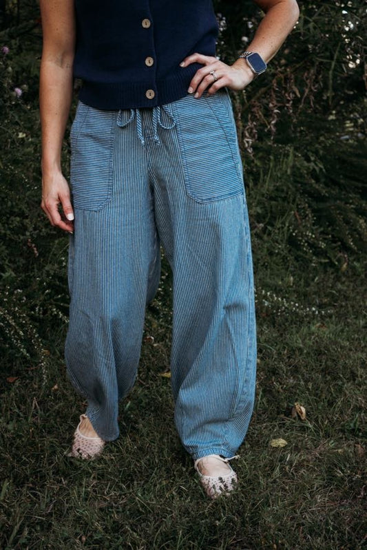 High-Waist Stripe Parachute Pants