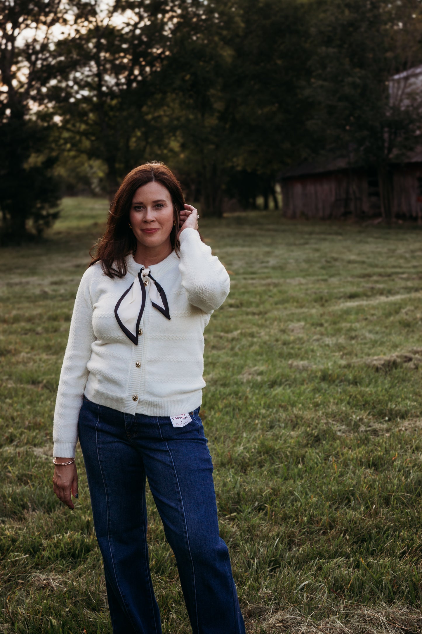The Cream Scarf Neck Cardigan