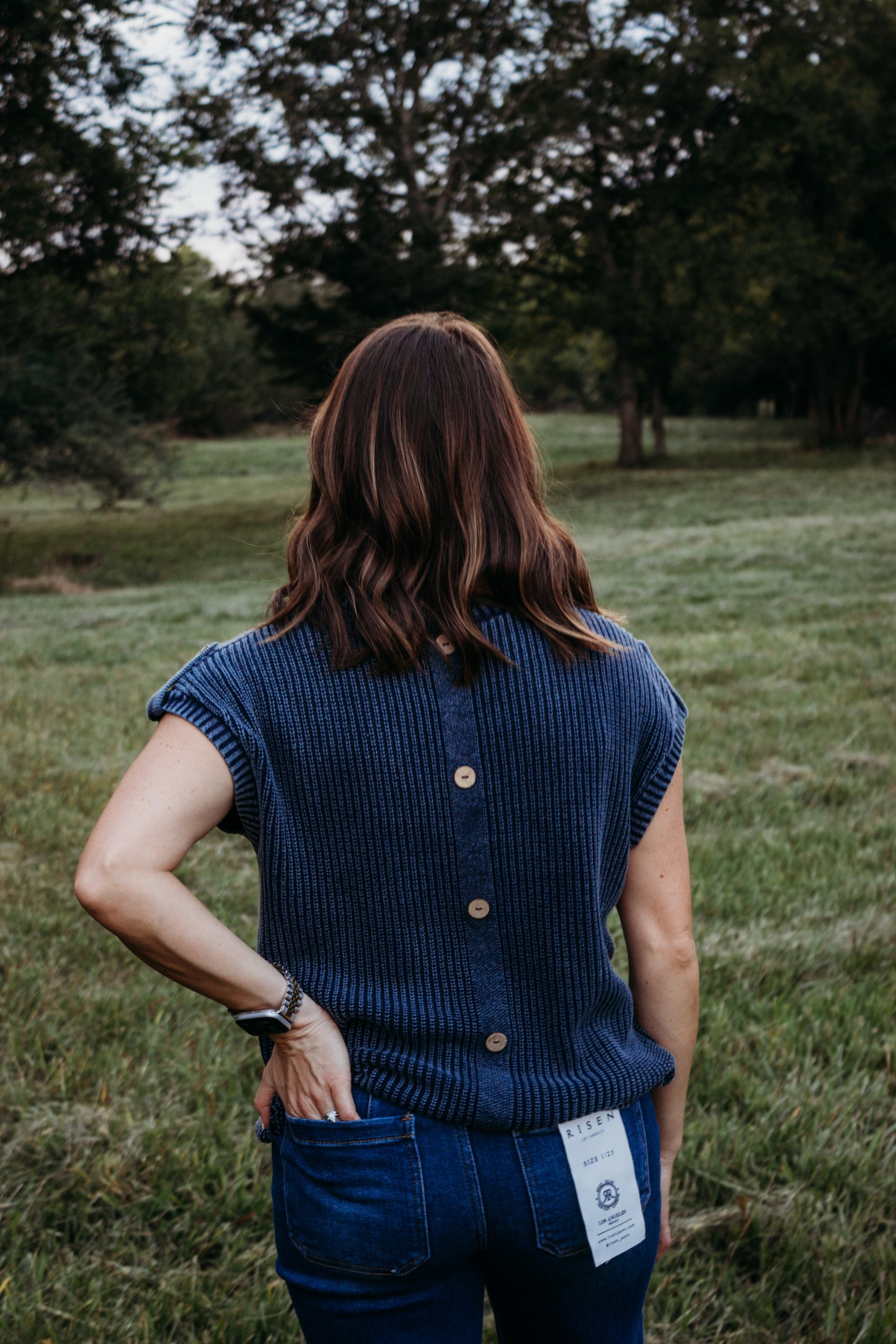 Collins Navy Button Sweater