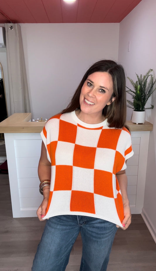 Orange Checkered Top