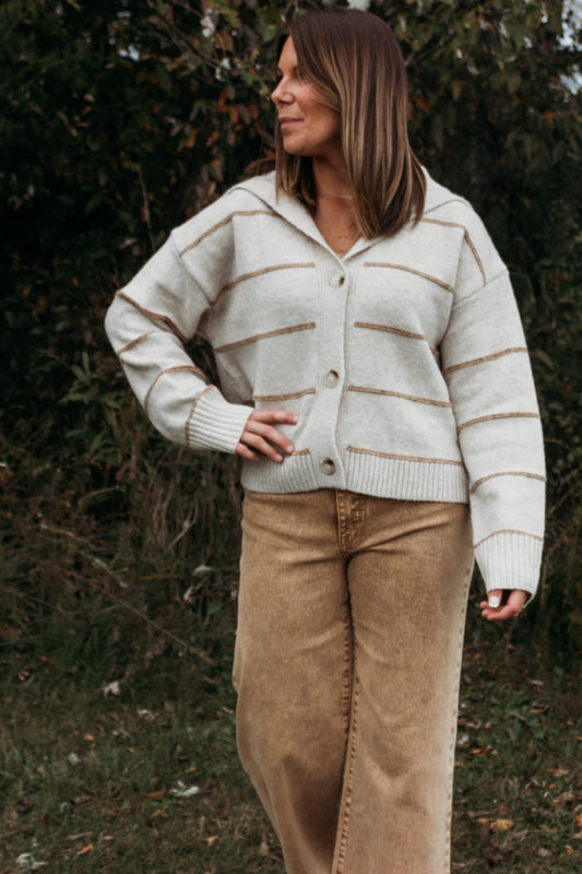 Candace Taupe Stripe Sweater