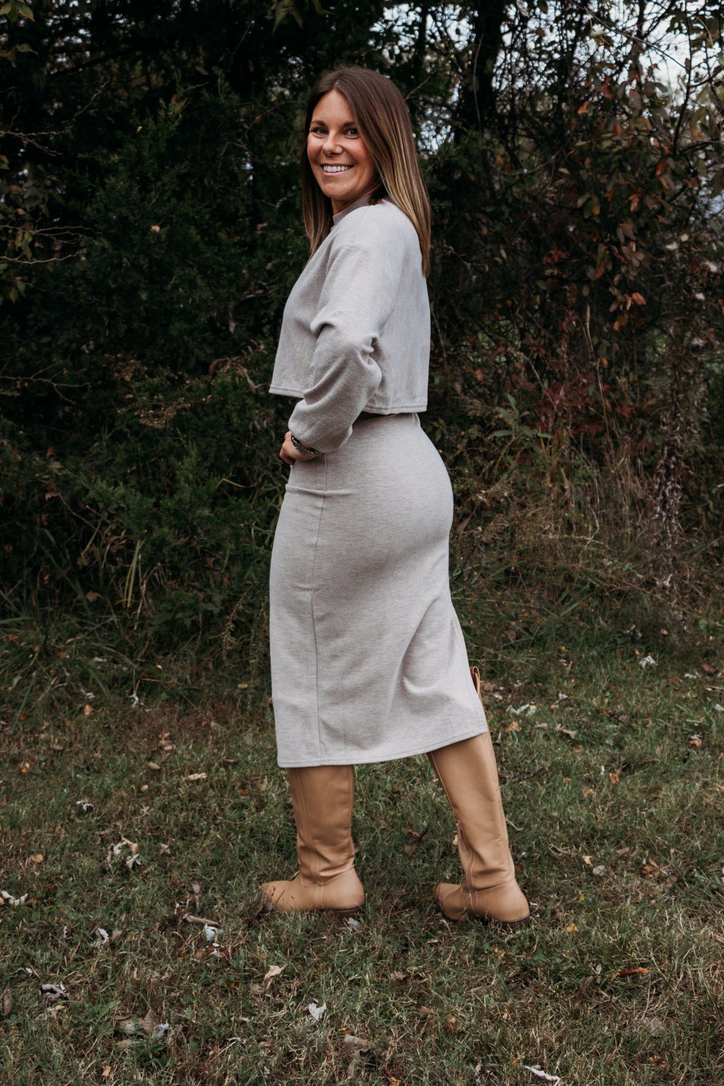 Taupe Sweater Dress Set