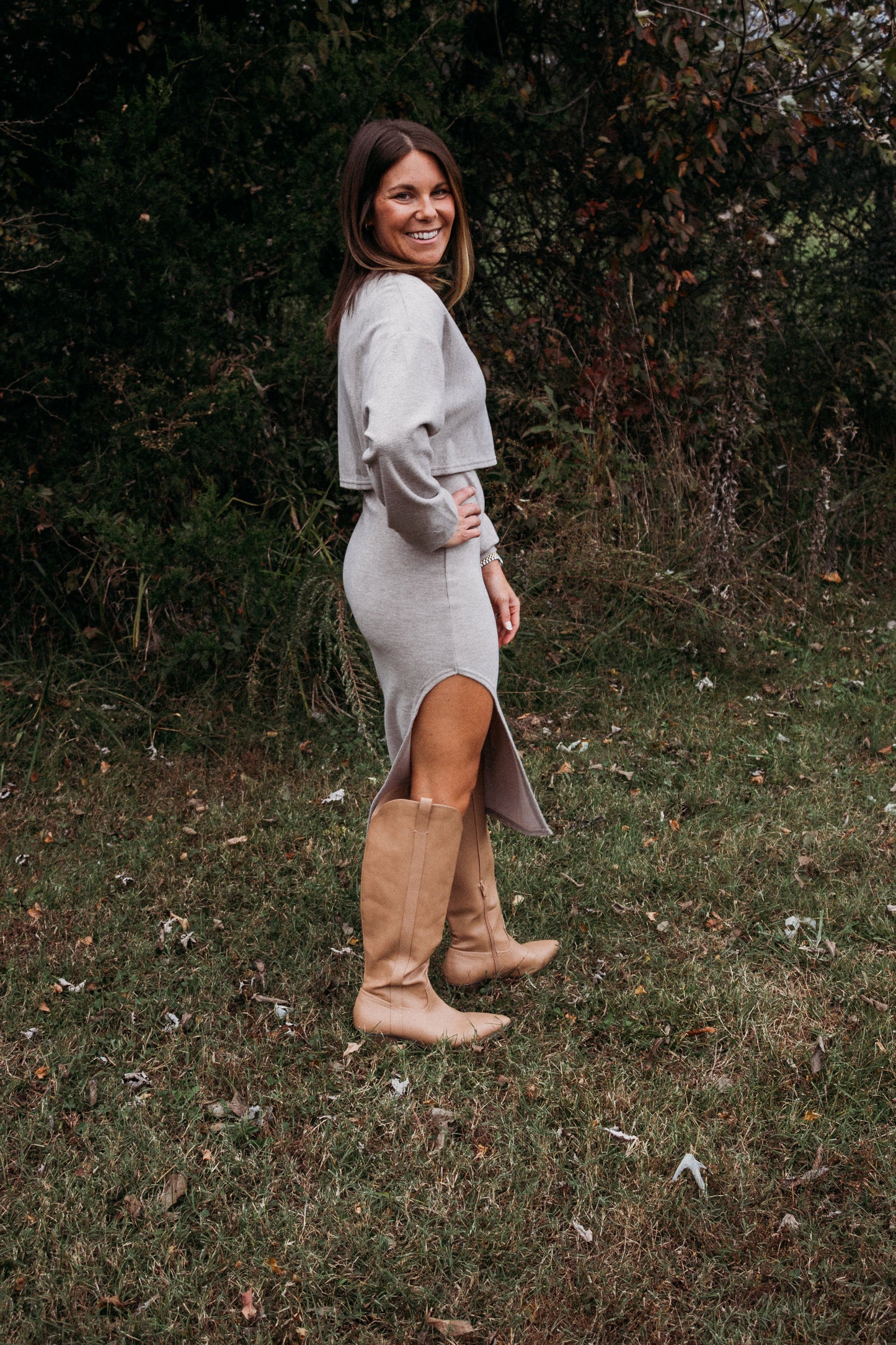 Taupe Sweater Dress Set