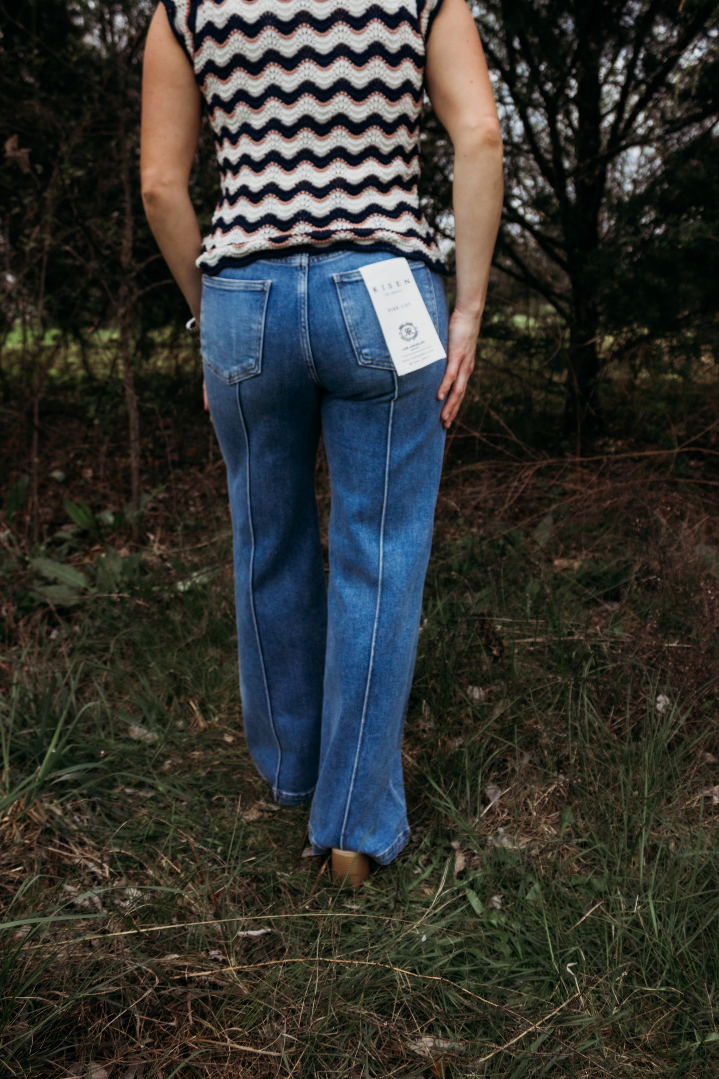 Trish Wide Leg Pintuck Denim