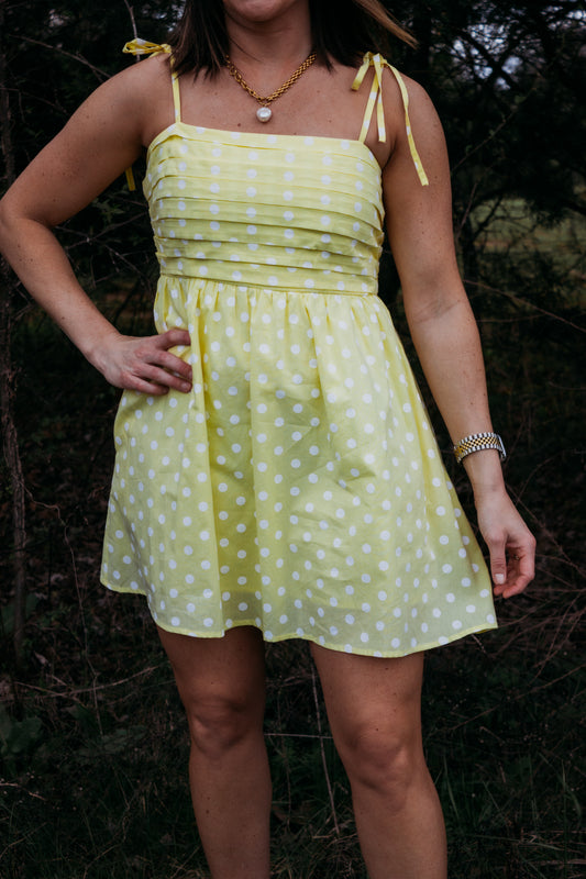 Polka Dot Pleated Mini Dress/Romper