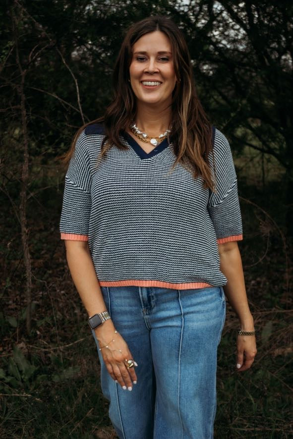 Coastal Peach Polo Top