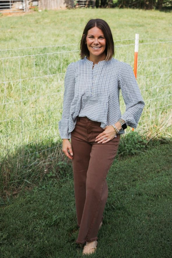 Classic Plaid Henley Top