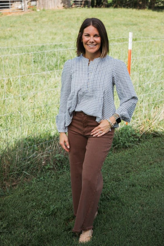 Classic Plaid Henley Top