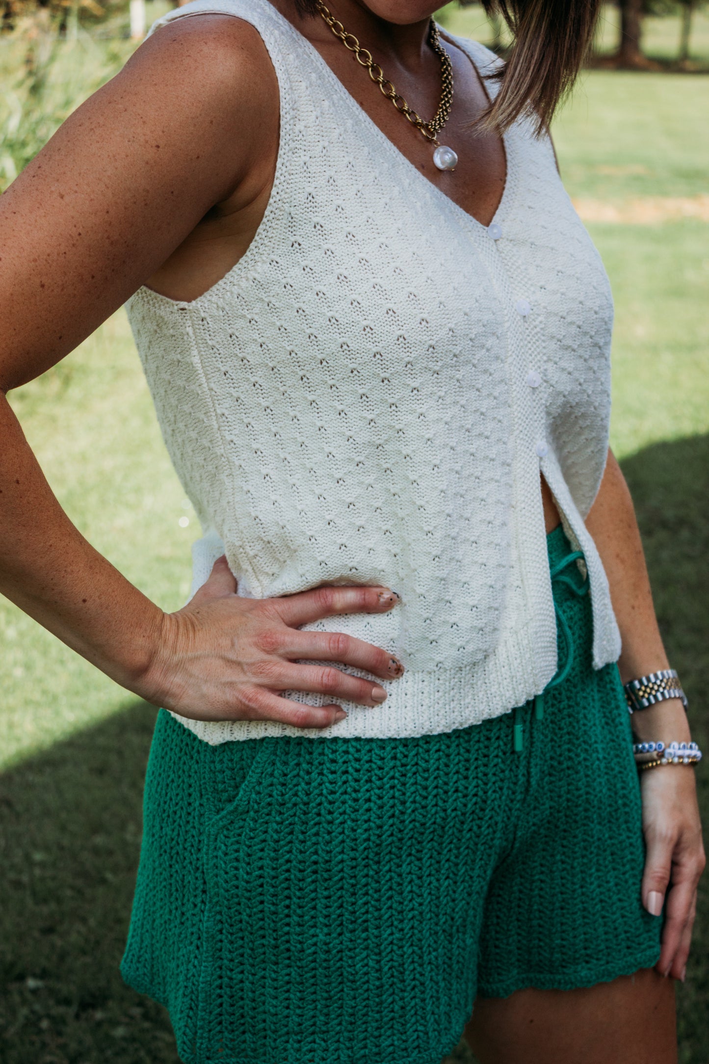 The Sweet Cream Button Knit Tank